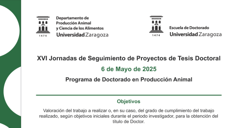cartel XVI Jornadas de Seguimiento de Proyectos de Tesis Doctoral dentro del Programa de Doctorado en Producción Animal
